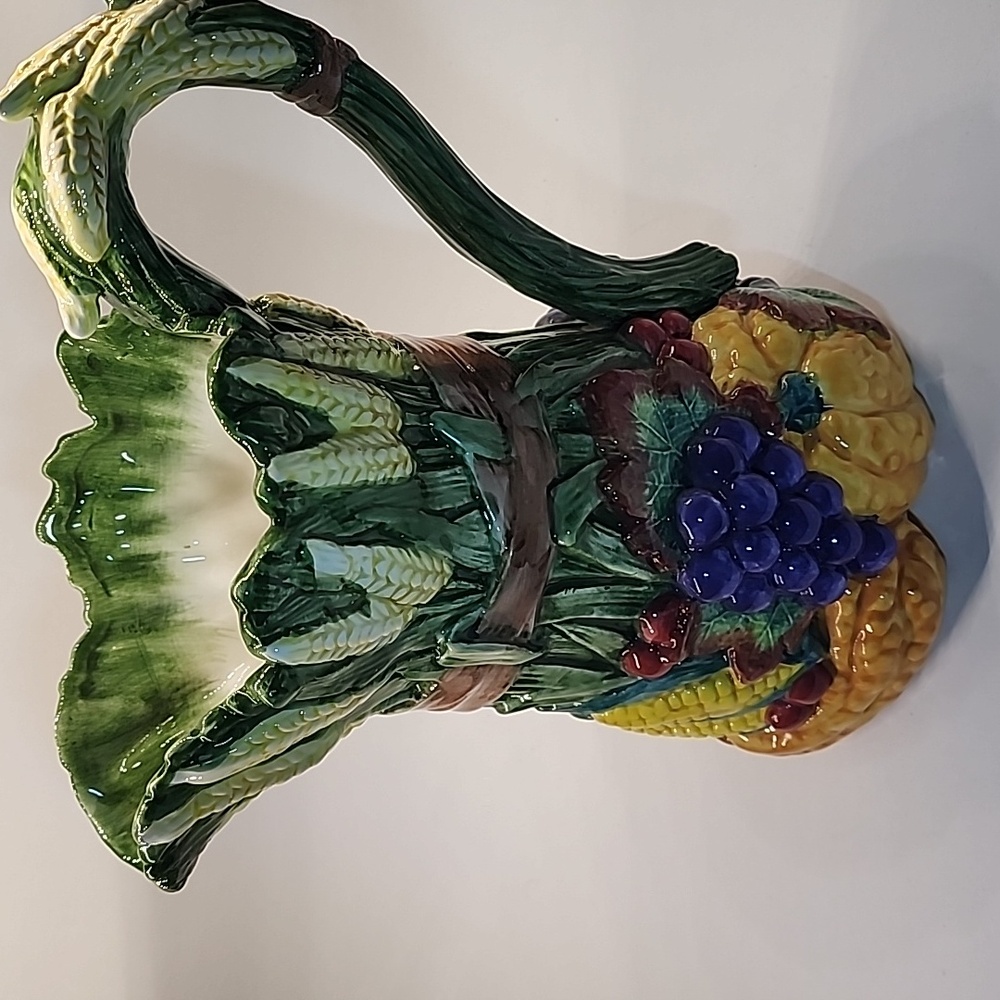 Fitz & Floyd Harvest Majolica Pitcher 1995 Vintage Ceramic